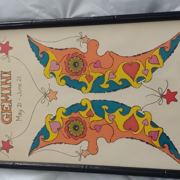 1967 Margot Johnson Gemini Zodiac Wall Art with Black Frame - Picture 2 of 5